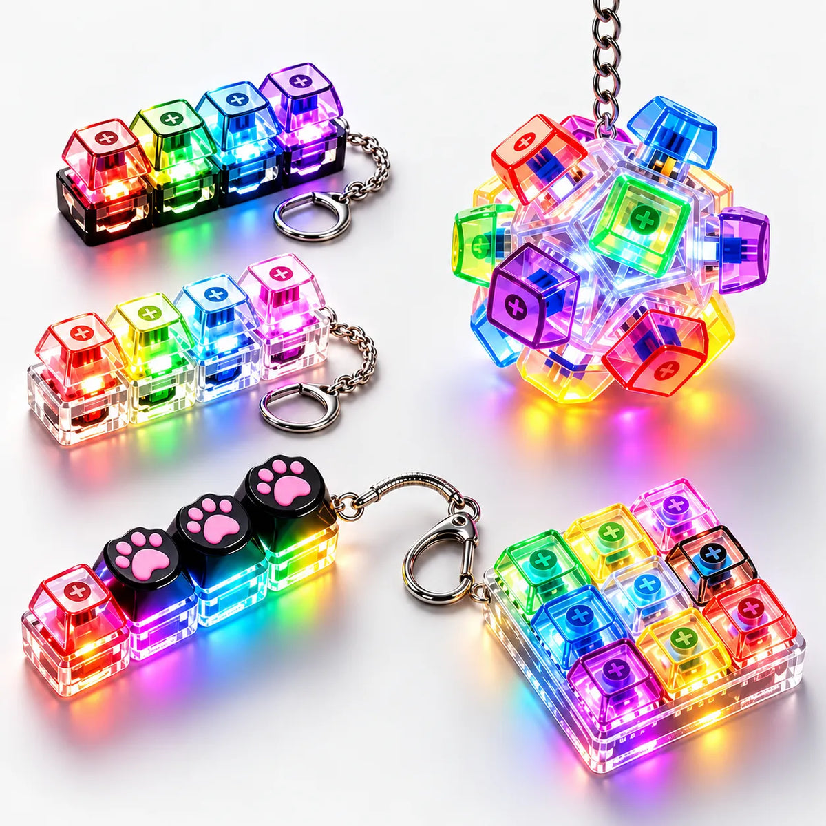 LED Keyboard Keychain Fidget Toy