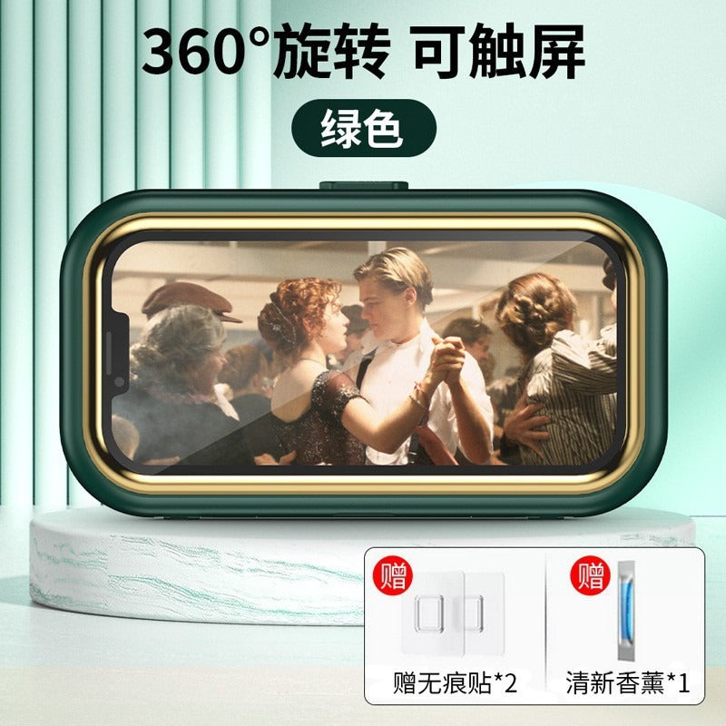 Waterproof and fog-proof bathroom phone case, no-drill wall-mounted phone holder, perfect for watching videos, rotatable waterproof kitchen box