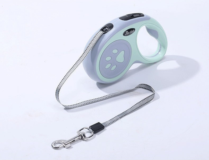 Automatic retractable pet leash with paw print, explosion-proof, outdoor dog walking leash, cross-border pet supplies, dog leash