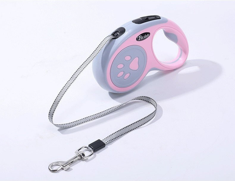 Automatic retractable pet leash with paw print, explosion-proof, outdoor dog walking leash, cross-border pet supplies, dog leash