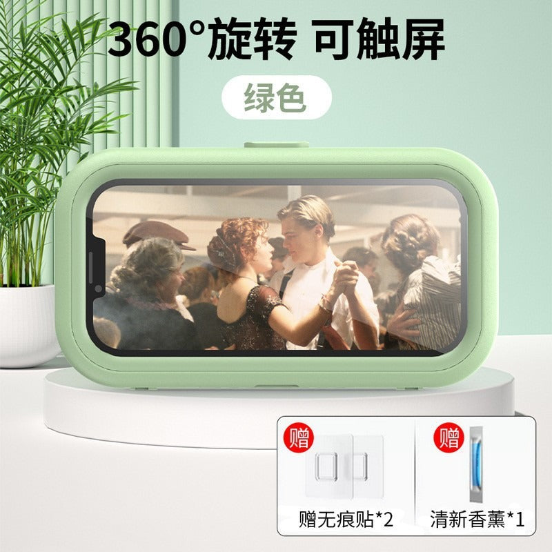Waterproof and fog-proof bathroom phone case, no-drill wall-mounted phone holder, perfect for watching videos, rotatable waterproof kitchen box