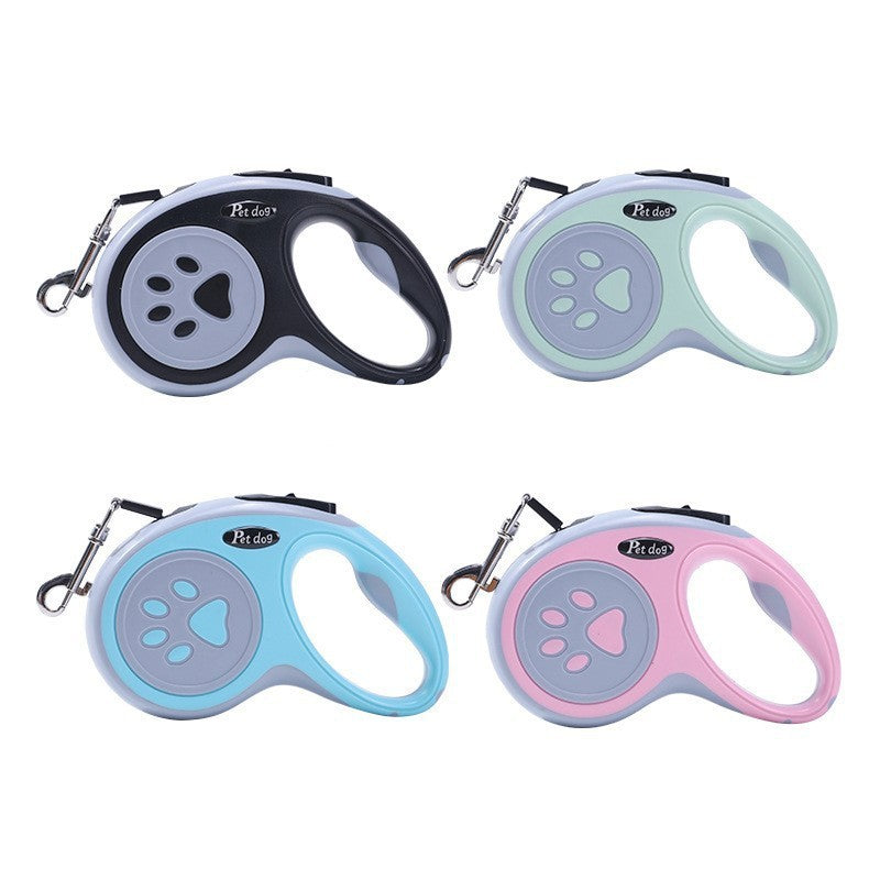 Automatic retractable pet leash with paw print, explosion-proof, outdoor dog walking leash, cross-border pet supplies, dog leash