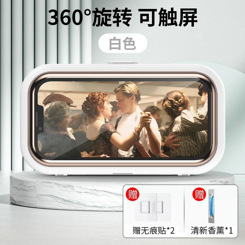 Waterproof and fog-proof bathroom phone case, no-drill wall-mounted phone holder, perfect for watching videos, rotatable waterproof kitchen box