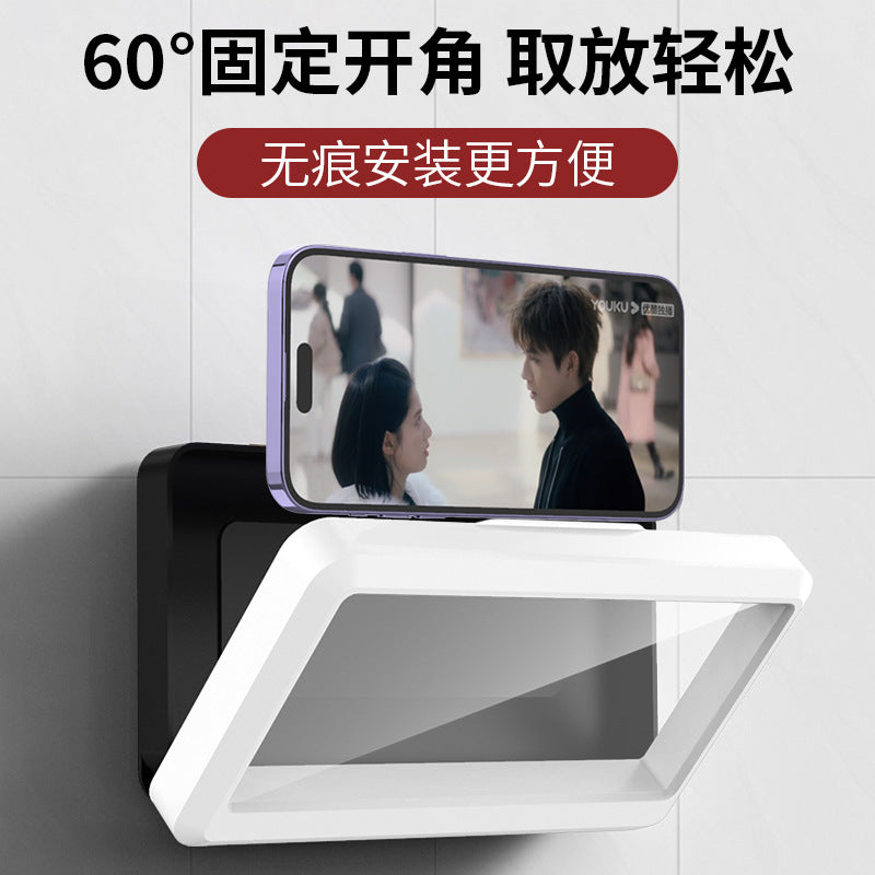 Waterproof and fog-proof bathroom phone case, no-drill wall-mounted phone holder, perfect for watching videos, rotatable waterproof kitchen box