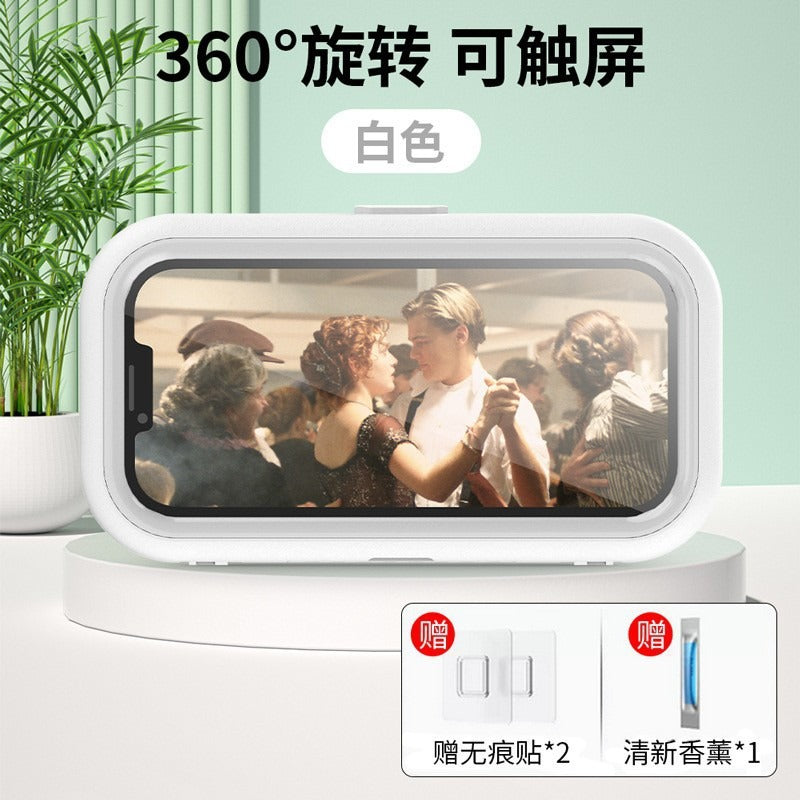 Waterproof and fog-proof bathroom phone case, no-drill wall-mounted phone holder, perfect for watching videos, rotatable waterproof kitchen box