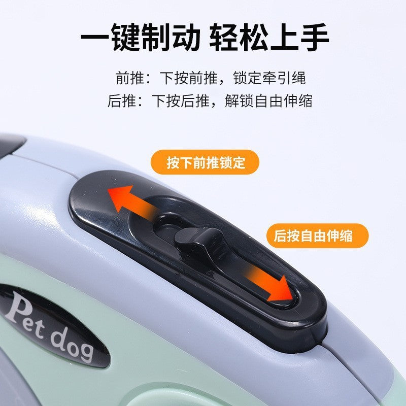 Automatic retractable pet leash with paw print, explosion-proof, outdoor dog walking leash, cross-border pet supplies, dog leash