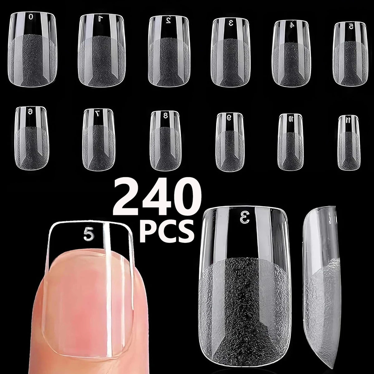 240-Piece Short Almond Press-On Nail Tips