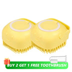 Pet Bathing & Massage Brush with Shampoo Dispenser