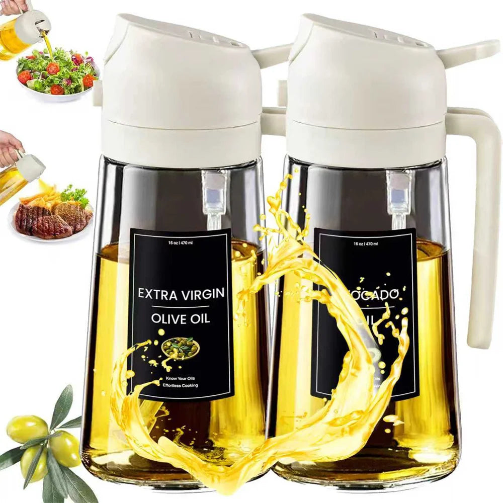 2-in-1 Glass Oil Sprayer & Dispenser – 470ml