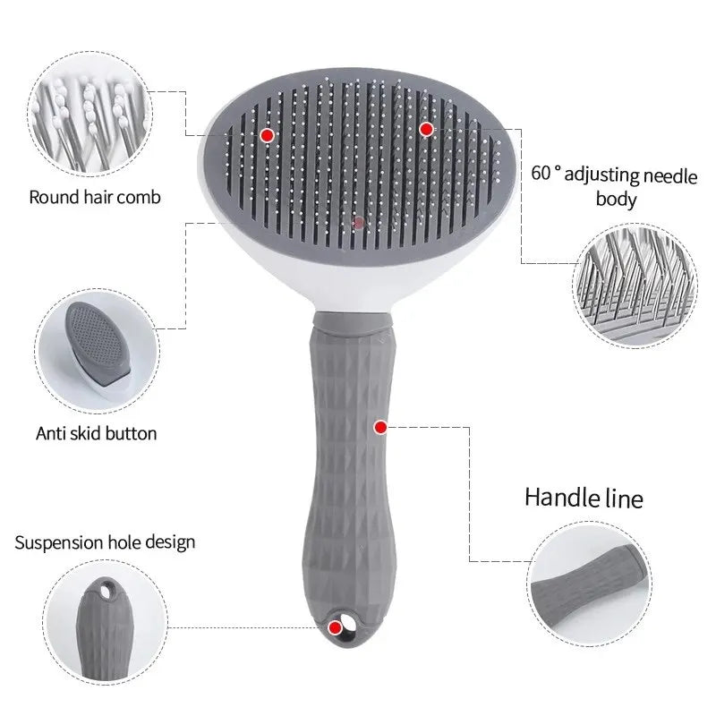 Self-Cleaning Pet Grooming Brush – Stainless Steel