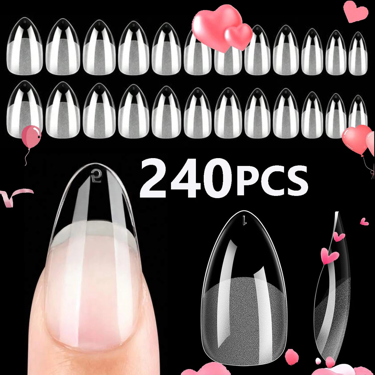 240-Piece Short Almond Press-On Nail Tips