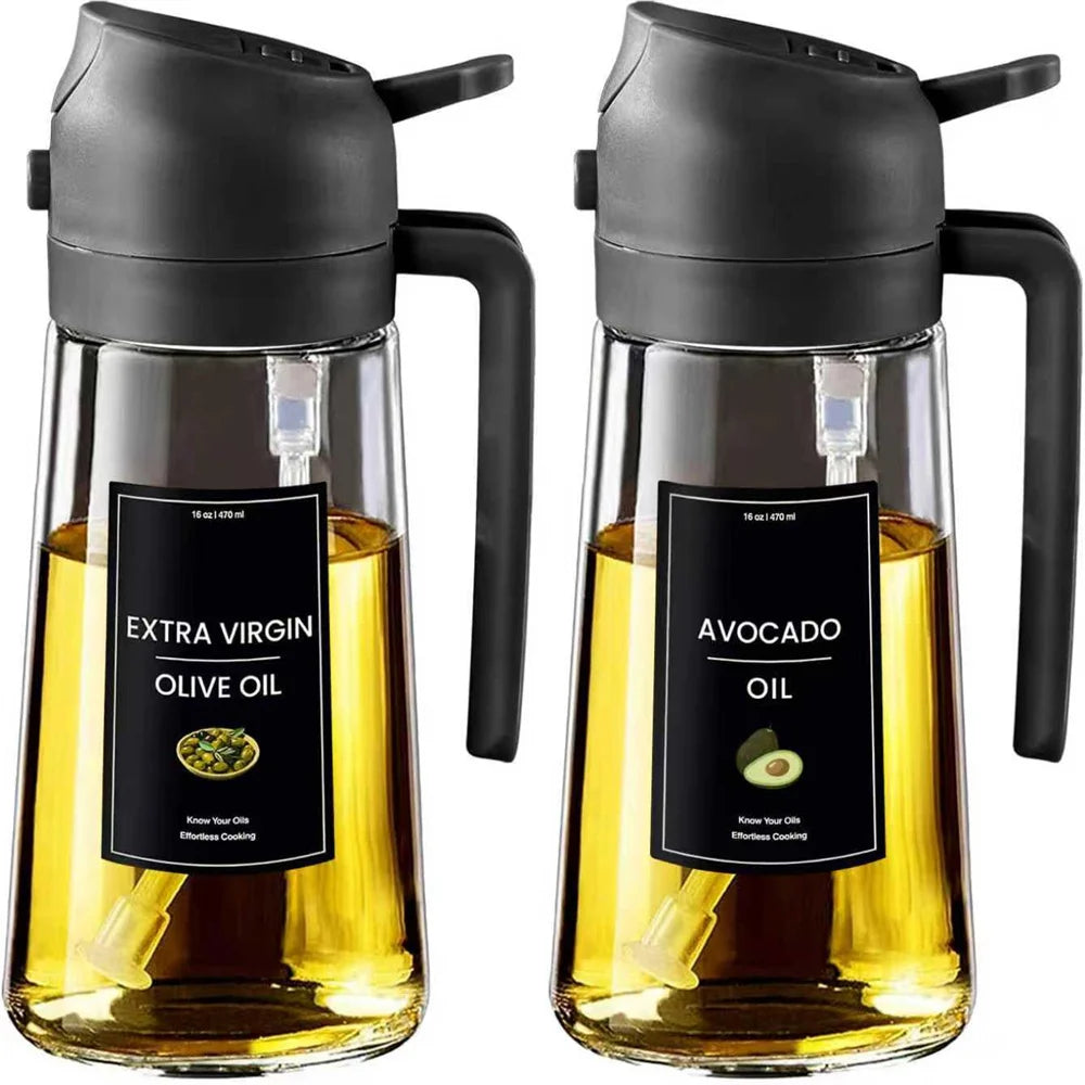 2-in-1 Glass Oil Sprayer & Dispenser – 470ml