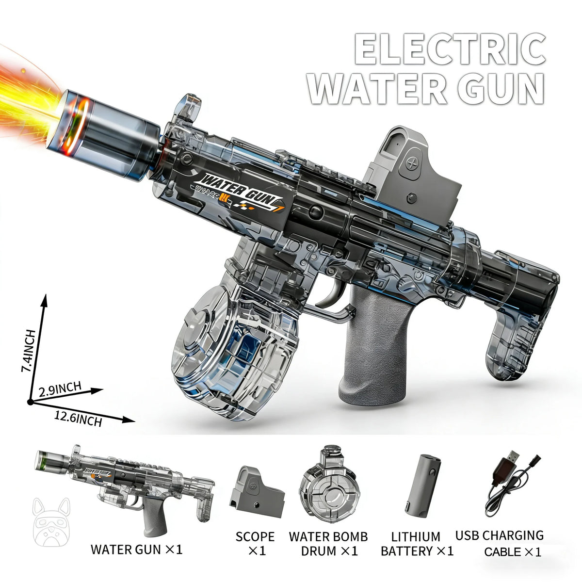 Electric Water Gun Toy with Lights