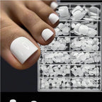 120-Piece White Press-On Toenail Set