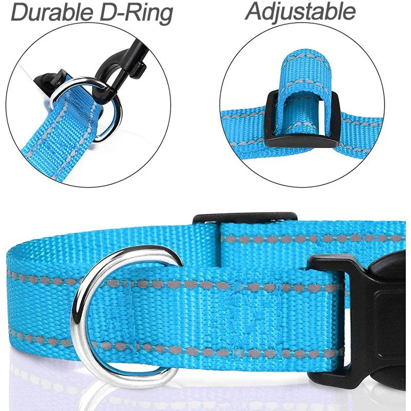 Reflective Adjustable Nylon Dog Collar