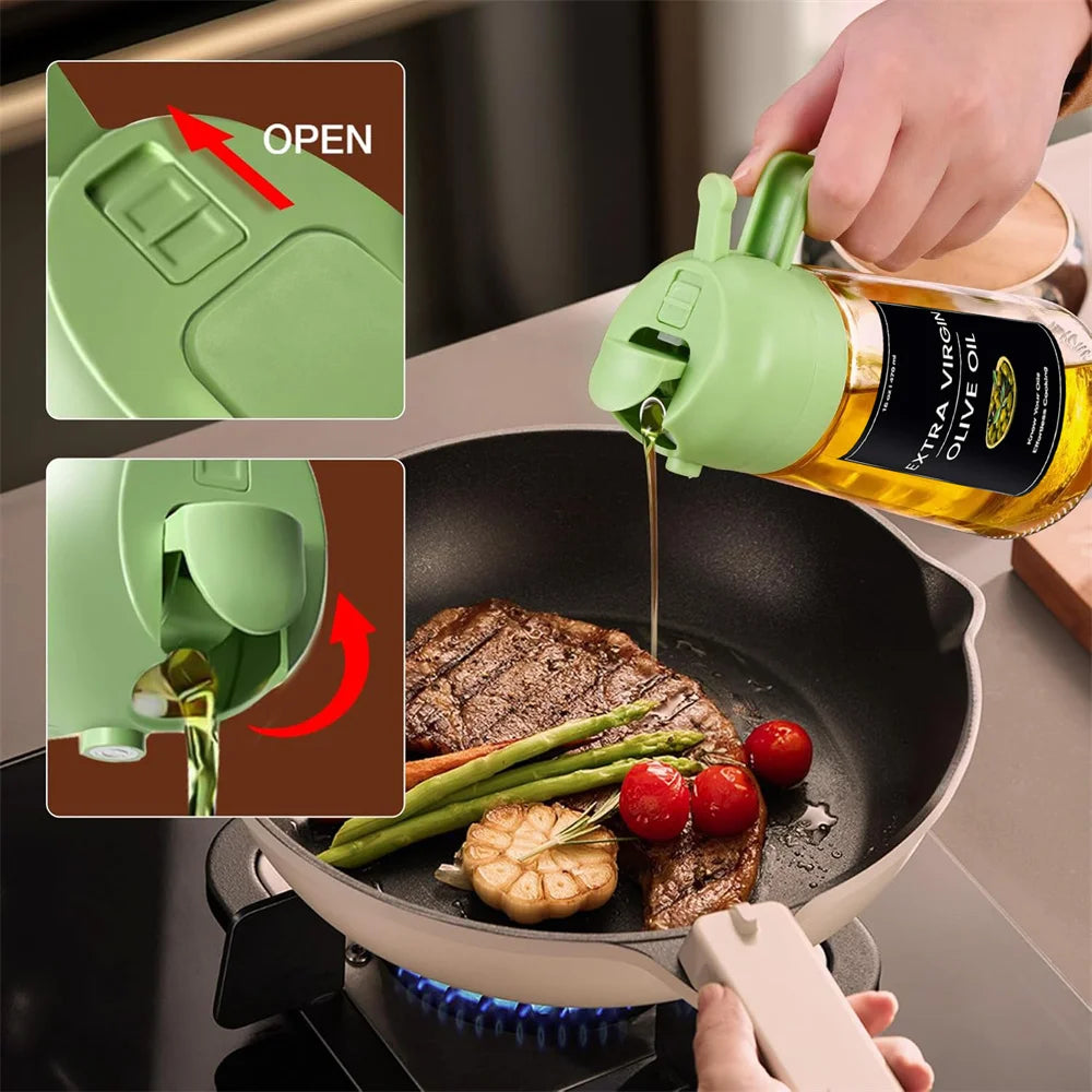 2-in-1 Glass Oil Sprayer & Dispenser – 470ml