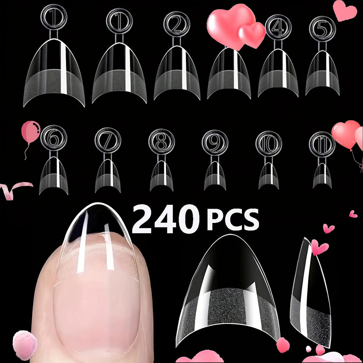 240-Piece Short Almond Press-On Nail Tips