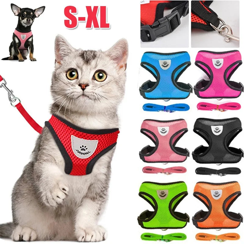 Breathable Reflective Cat & Dog Harness with Lead
