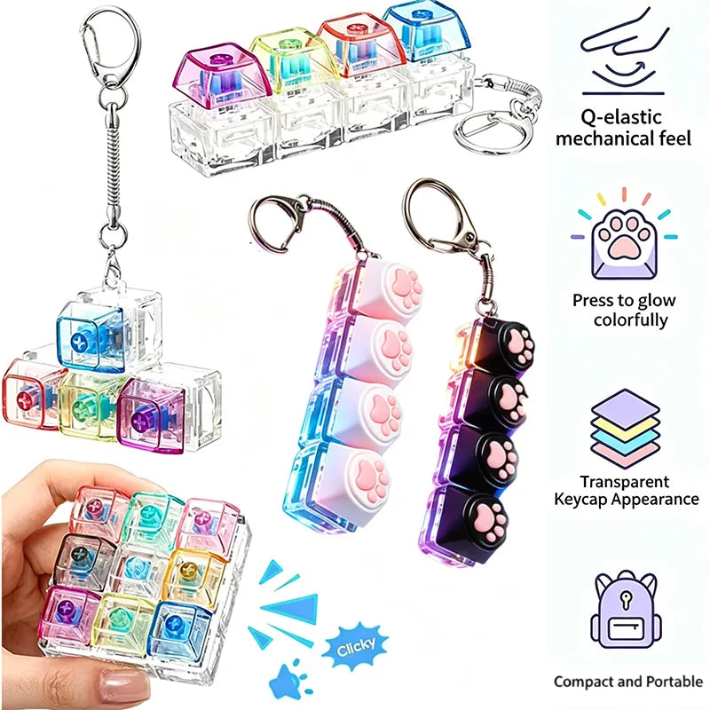 LED Keyboard Keychain Fidget Toy
