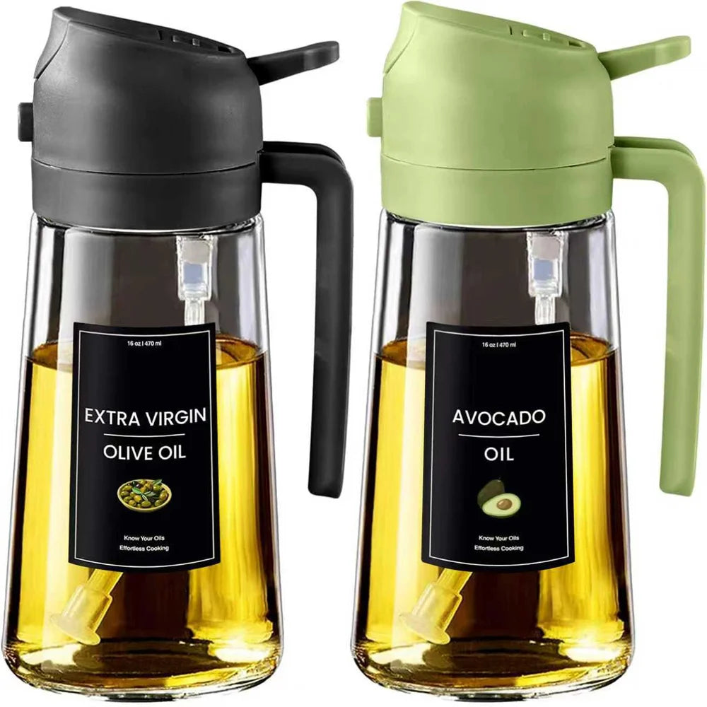 2-in-1 Glass Oil Sprayer & Dispenser – 470ml