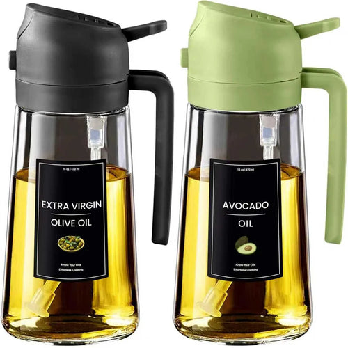 2-in-1 Glass Oil Sprayer & Dispenser – 470ml