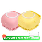 Pet Bathing & Massage Brush with Shampoo Dispenser