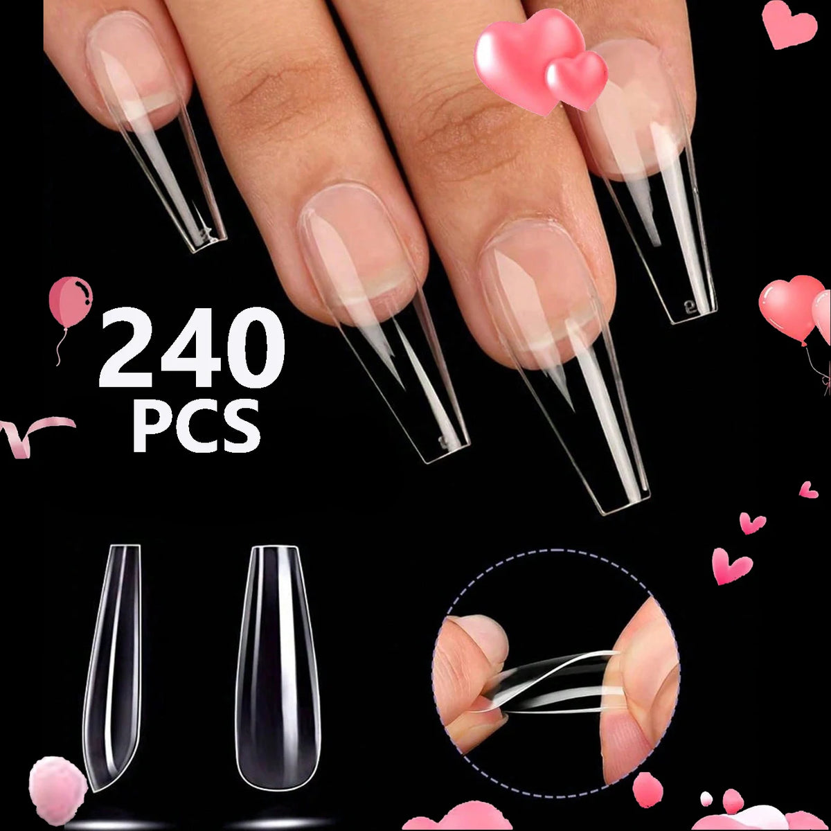 240-Piece Short Almond Press-On Nail Tips