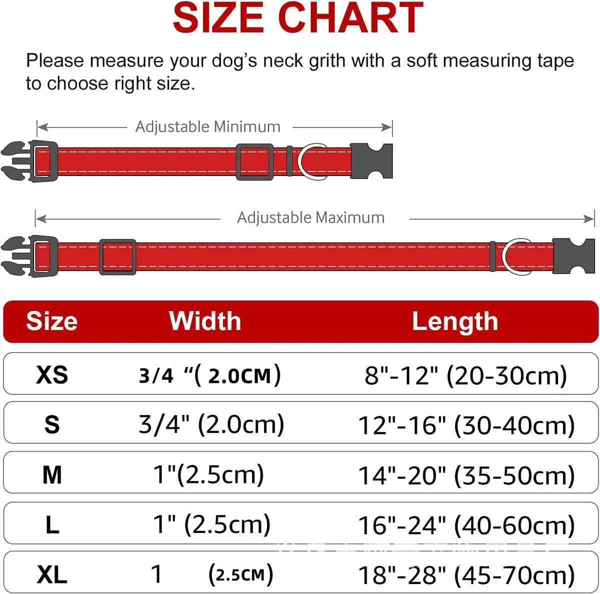 Reflective Adjustable Nylon Dog Collar
