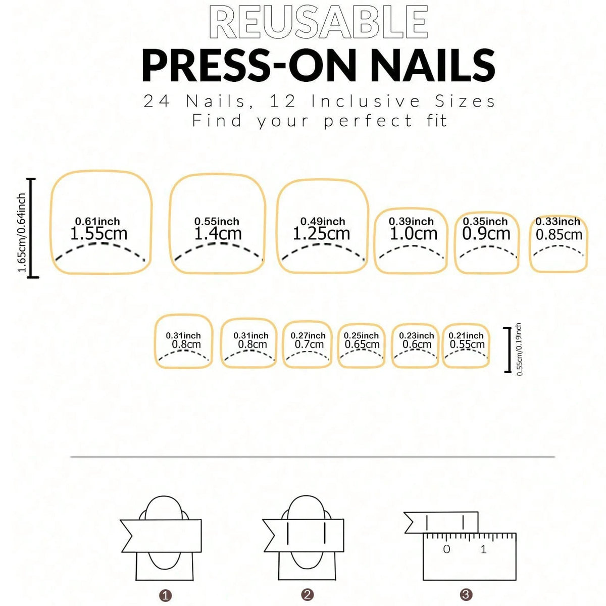 120-Piece White Press-On Toenail Set