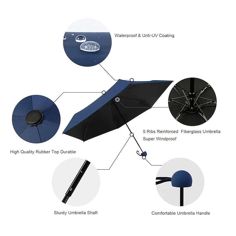 Compact 5-Fold Travel Umbrella