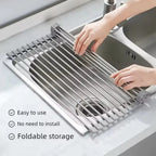 Roll-Up Stainless Steel Sink Drying Rack