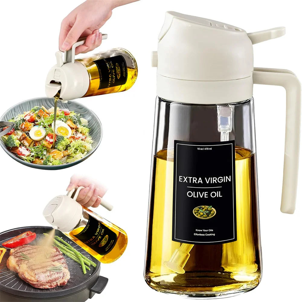2-in-1 Glass Oil Sprayer & Dispenser – 470ml