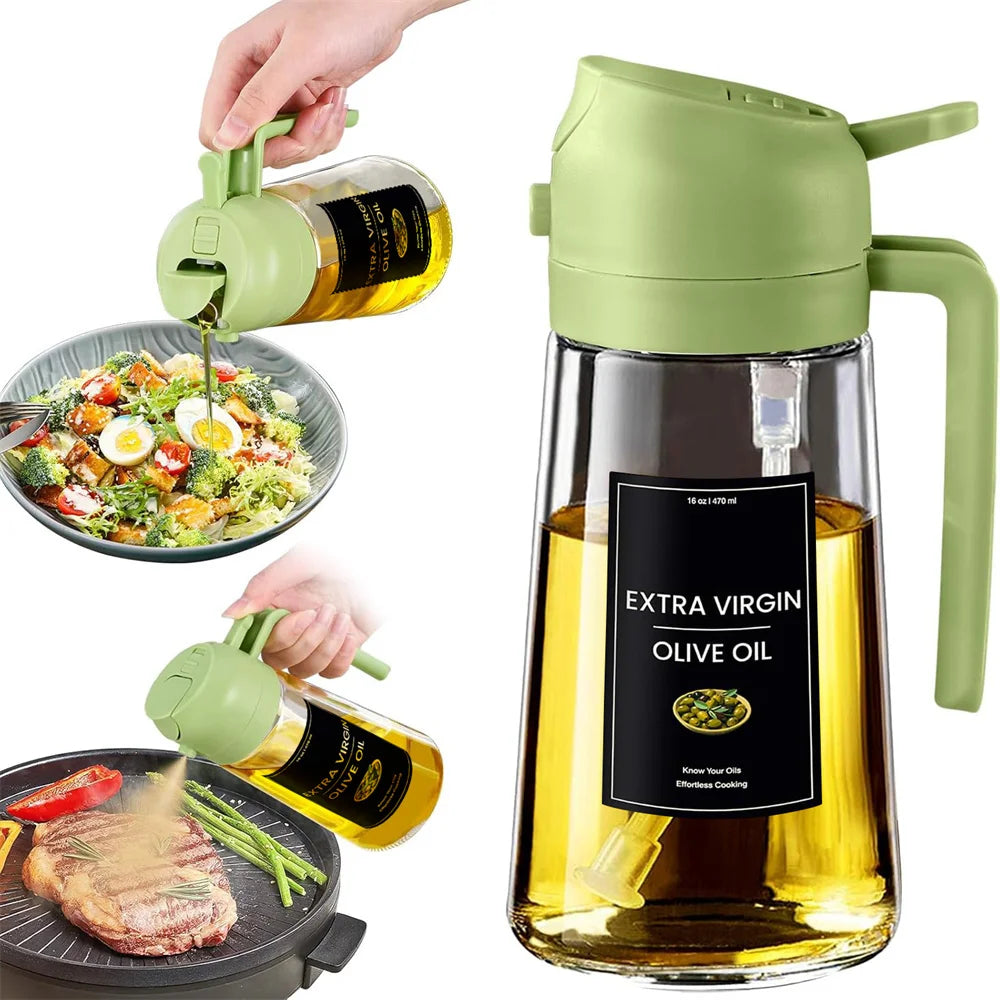 2-in-1 Glass Oil Sprayer & Dispenser – 470ml